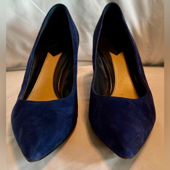 Brian Atwood Karina Blue suede pumps. - Picture 2 of 5
